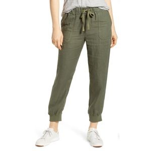 Caslon Olive Green Linen Joggers